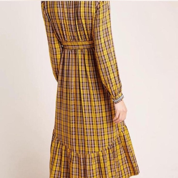 Anthropologie Yellow and black boho plaid tiered midi wrap dress
Size: S - Picture 2 of 5